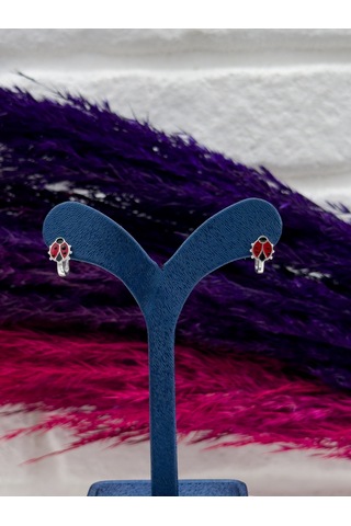 925 Ayar Gümüş Uğur Böcekli Zarif Kız Çocuk Küpesi Gümüş