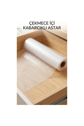 Şeffaf Kaydırmaz Dolap İçi Raflık Koruyucu Çekmece Örtüsü 45x300 Cm Pvc Eva Çok Renkli