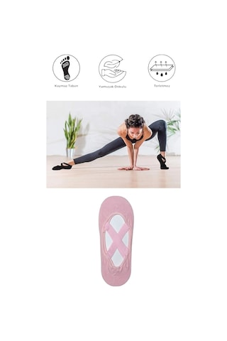 1 Adet Kadın Kaydırmaz Tabanlı Yoga Pilates Fitness Dans Ve Spor Çorabı Pembe