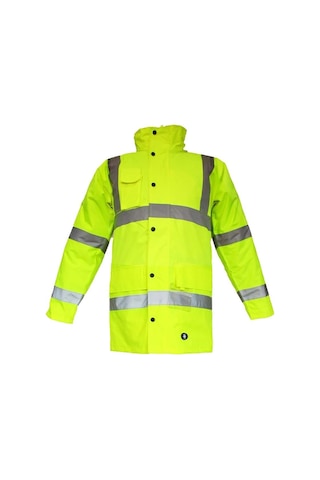 Junıor Jn1011/p Waterproof Polarlı Fosforlu Oxford Parka Sarı L Beden Sarı
