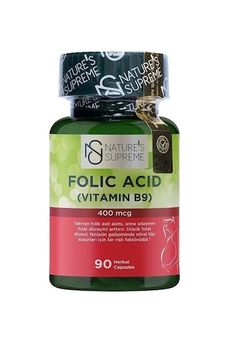 Natures Supreme Folic Acid 400 Mcg 90 Kapsül Aromasiz