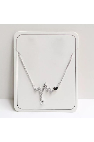 Muhteşem Kalp Atışı Kolye Elmas Taşlı Broş , Metal 3d , Özal Tasarım , Hediye Aksesuar 001