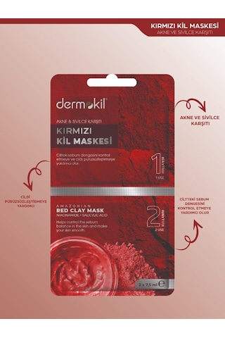 Dermokil Akne ve Sivilce Karşıtı Kırmızı Kil Maskesi 15 ML