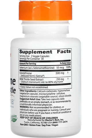 Doctor's Best Glutathione + Milk Thistle Supports Liver & Antioxidant 60 Caps