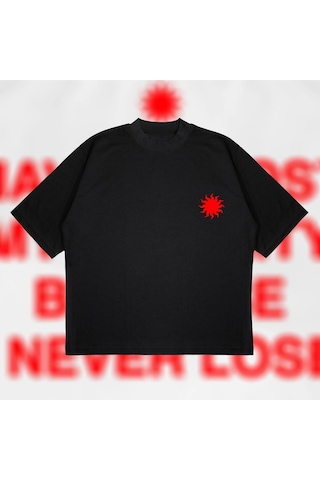 Tarzsokak I Never Lose Boxy Fit Oversize Unisex Tshirt Baskılı Tişört Siyah