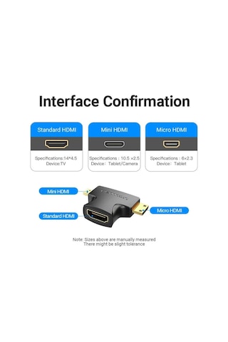 Vention Hdmı Çevirici Mini Mikro Hdmı Erkek Hdmi Dişi Adaptör Otg