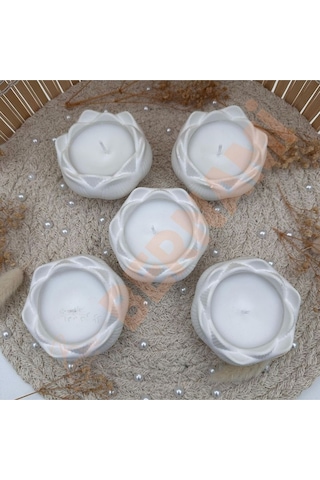 Bernami Mum Pinterest Lotus Taş Tozu Mum Sade Nişan, Nikah, Doğum Günü, Özel Gün - 5 Adet Diğer