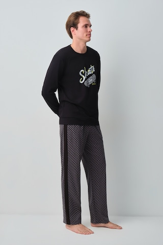 Suwen Skate Erkek Pamuklu Pijama Takımı Msh10510336893 Koyu Gri Baskılı