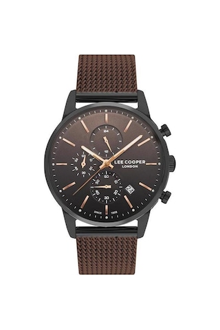 Lee Cooper Lc07224.640-nm Gün Göstergeli Hasır Kordon Metal Kasa 5 Atm Suya Dayanıklı Kahverengi Renk Erkek Kol Saati