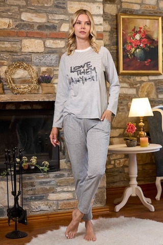 Cossy By Aqua 26230 Kadın Uzun Kollu Bisiklet Yaka Pijama Takımı-çizgili Desenli
