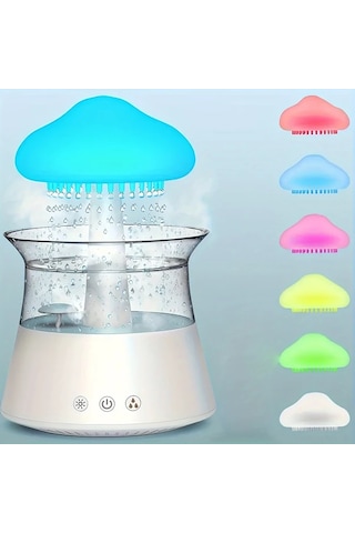 Motion003 Ahşap Tahıl Rengi Yağmur Bulutu Aromaterapi Esansiyel Yağı Zen Difüzörü Gece Lambası Masa Çeşmesi Uyku Rahatlatıcı