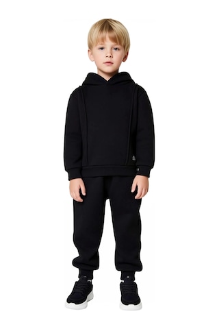 Ersefa Erkek Çocuk İki Parçalı Kapüşonlu Sweatshirt Ve Eşofman Takımı Gü Siyah