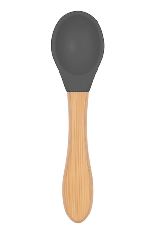 Bambu Saplı Silikon Mama Kaşığı Platinium Gri