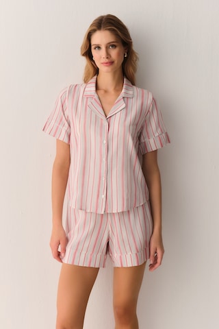 Suwen Loren Gömlek Yaka Pijama Takımı Sh26543667b919 Pembe