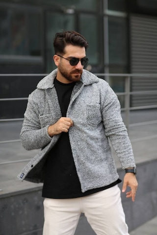 Sr Tekstil Pelüş Ceket Unisex Normal Kalıp Cep Detaylı Gri