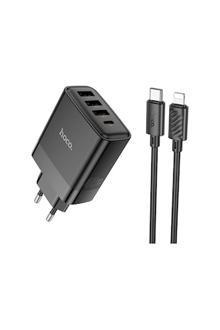 Hoco C127A PD45W(1C3A) Hızlı Şarj Aleti + Type-C to iPhone Uyumlu Lightning Kablo Seti
