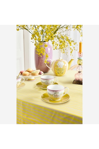 Sarı Porselen Çay Fincan Seti 280 Ml