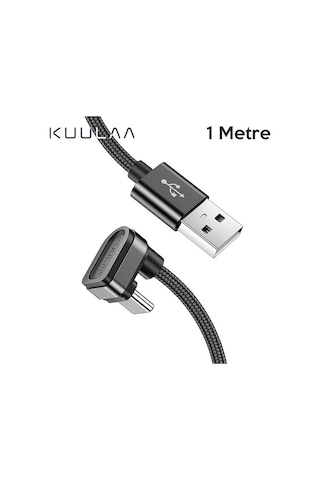Kuulaa U-Shape Mobile Game Usb Type C Oyuncu Şarj Kablosu 1Metre (531394938)-Siyah