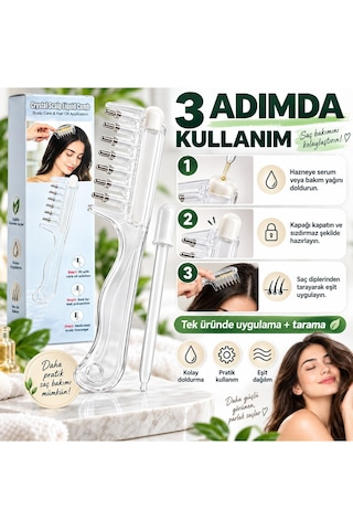 Bijutakı Sıvı Hazneli Saç Serum Uygulama Tarağı Masaj Başlıklı Pratik Saç Bakım Tarağı Serum Tarağı