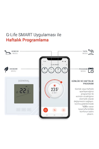 General Life Mitra Ht15 Rf Smart Kablosuz Wi-fi Akıllı Oda Termostatı - Beyaz