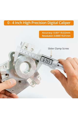 4 İnç/100 Mm Dijital Kumpas, Paslanmaz Çelik Elektronik Kaliperler Ölçüm Aracı İnç/mm Dönüştürme, Büyük Lcd