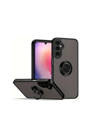 Samsung Galaxy A36 Kılıf Montreal Yüzüklü Silikon Kapak - Siyah