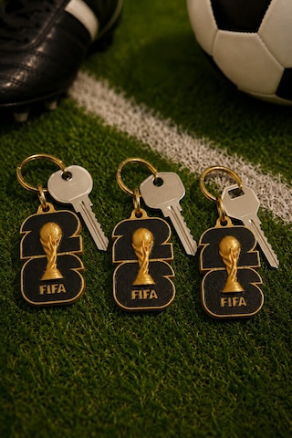 3'lü Dünya Kupası Anahtarlık Seti, 3d Baskı Futbol Severlere Hediye Siyah