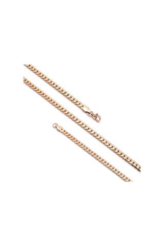 Premium Parlak Ve Şık Ezme Balık Sırtı Erkek Çelik Kolye 5x2mm 55cm 3183eck039 - Gold Renk Altın