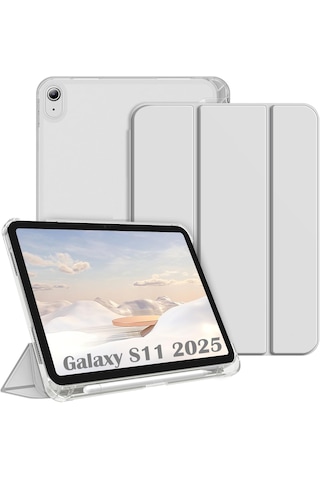 Samsung Galaxy Uyumlu Tab S11 11 İnç 2025 Kılıf Smart Uyku Modlu S Pen Kalem Bölmeli Standlı Arkası Renkli Kapak Sm-x730 X736 X736b Kapaklı Kılıf