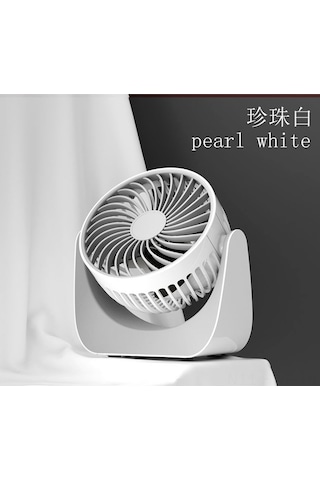 Honmex Ofis Dorma Masaüstü Usb Şarjlı Fan - Portatif Sessiz Yüksek Hızlı - Beyaz + 1.5m Kablolu Bataryalı