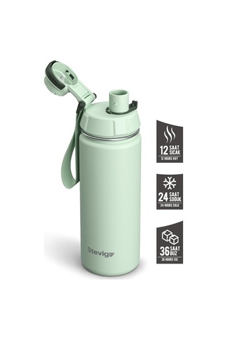 1 Hand Leak-proof Sızdırmaz Çelik Termos 500 Ml Smoke Green St-221 Çok Renkli