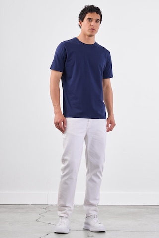 Dufy Lacivert Bisiklet Yaka Pamuklu Düz Renk Slim Fit Erkek T-shirt Lacivert