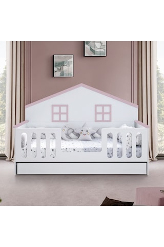 Bello Çocuk Odası Takımı, Bello Yavrulu Karyola, Fethiye 3 Kapaklı Dolap, Şifonyer - Pembe Renkli