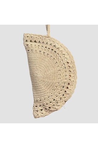 Uretti - Sefa 4419 - El Yapımı Makrome İp Clutch Çanta - Bej Bej