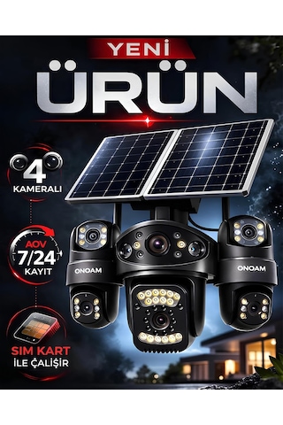 Onqam P Onsg4484 4g Kamera 4 Lens 3mp Aov Güneş Enerjili Güvenlik Kamerası
