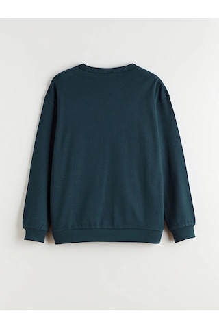 LC Waikiki Lcw Kids Petrol Bisiklet Yaka Baskılı Erkek Çocuk Sweatshirt