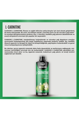L-carnitine Thermo - Yeşil Elma Aromalı - 3000 Mg L-karnitin - 1000 Ml - 40 Servis