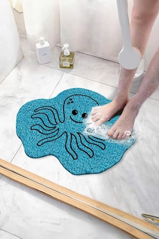 Ahtapot Banyo Paspası Kaymayan Paspas Su Emici Islak Zemin Küvet Paspası Kivircik Paspas 40x60 Cm Mavi