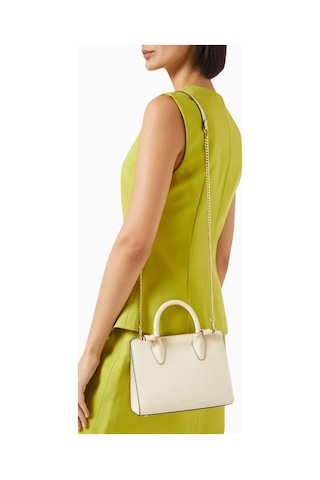 Strathberry Mini Tote Vanilla Krem Smooth Calf, Deri Lüks El Ve Omuz Çanta Omuz Çantası