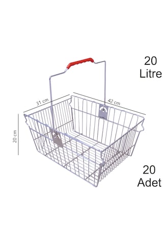 20 Litre Tel Alışveriş El Sepeti 20 Adet / En:31 Boy:42 Yükseklik:20 Cm Metal