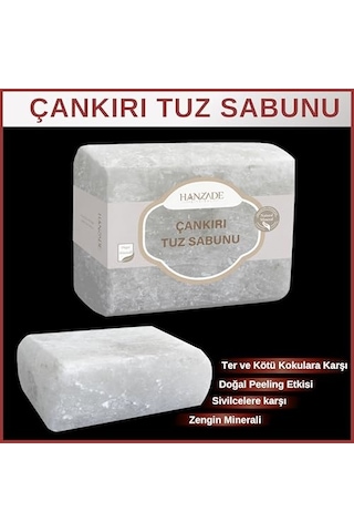 Hanzade Bitkisel Çankırı Tuz Sabunu 300-350 Gr Zengin Mineralli Doğal Saf Çankırı Kaya Tuzu Sabunu Acı Badem