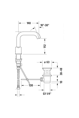 Duravit - C.1 3 Delikli Ankastre Lavabo Bataryası Sifon Kumandalı - C11060005010- Krom