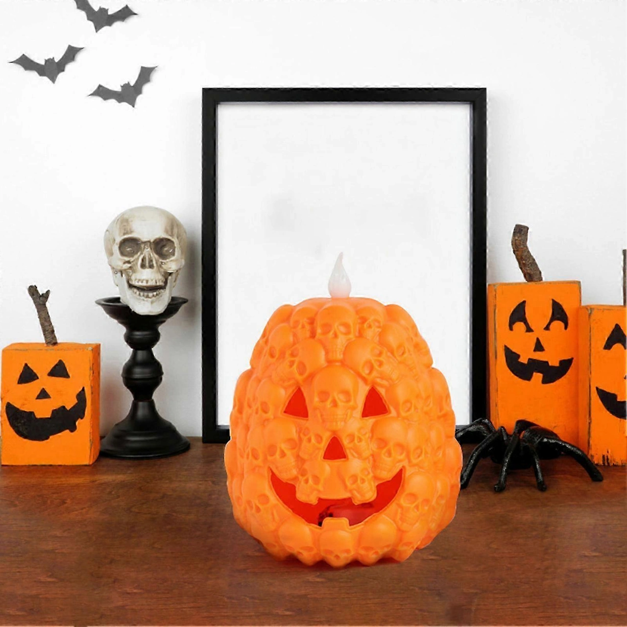 Cadılar Bayramı Jack O'lantern Pil İle Çalışan Led Işıklı Balkabağı Dekorasyonu Şenlikli Atmosfer Malzemesi Cadılar Bayramı Parti Dekoru Diğer