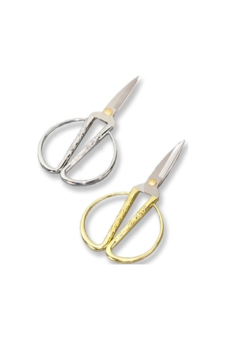 Mutluadim İşlemeli Metal Nişan Makası 9 x 18 CM