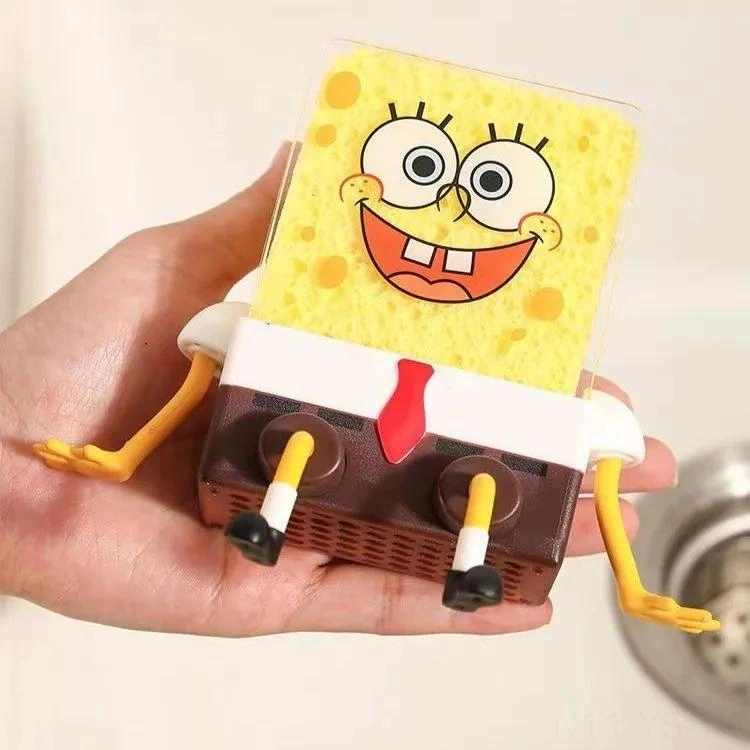 Yunboo Mutfak Sponge Ve Sabun Tutucu, Spongebob Desenli, 11.5x8x6 Cm, 1 Adet, Abs Plastik, Su Tükenimi, Bakteri Büyümesini Azaltır Sarı