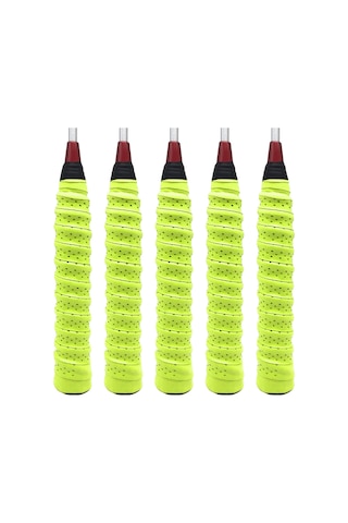 Vkemall 5 Adet Sarı Pu+eva Raket El Tutan Bandı - Ter Emici, Anti Kayma, Ergonomik