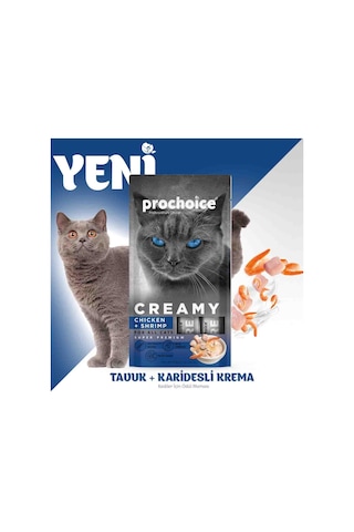 Pro Choice Creamy Kediler İçin Tavuklu Karidesli Sıvı Kedi Ödül 4 x 15 G
