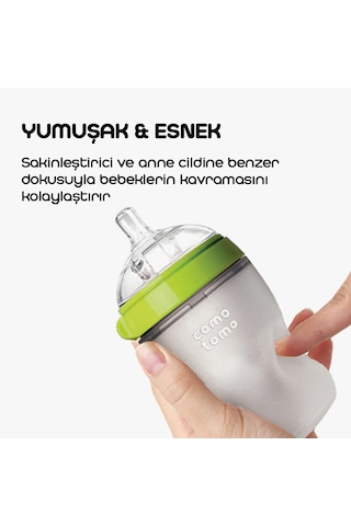 Comotomo Antikolik Orta Akışlı Silikon Biberon 250 ML - Yeşil
