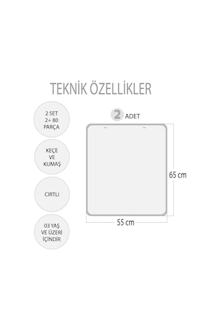 2 Set - 80 Parça Tox Evcil ve Vahşi Parça Birleştirme Oyunu Keçe
