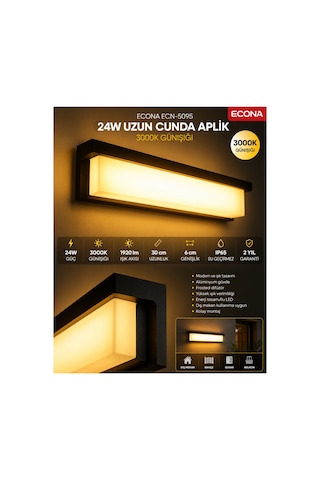 24w Uzun Cunda Led Duvar Aplik 3000k Günışığı Modern Şık Dış Mekan Ve İç Mekan Aydınlatma,duvar Lambası,kapı Girişi, Çok Şık Bahçe Duvar Led Aplik Günışığı-3000k